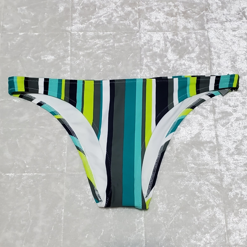 Aerie Green Striped Bikini Bottoms